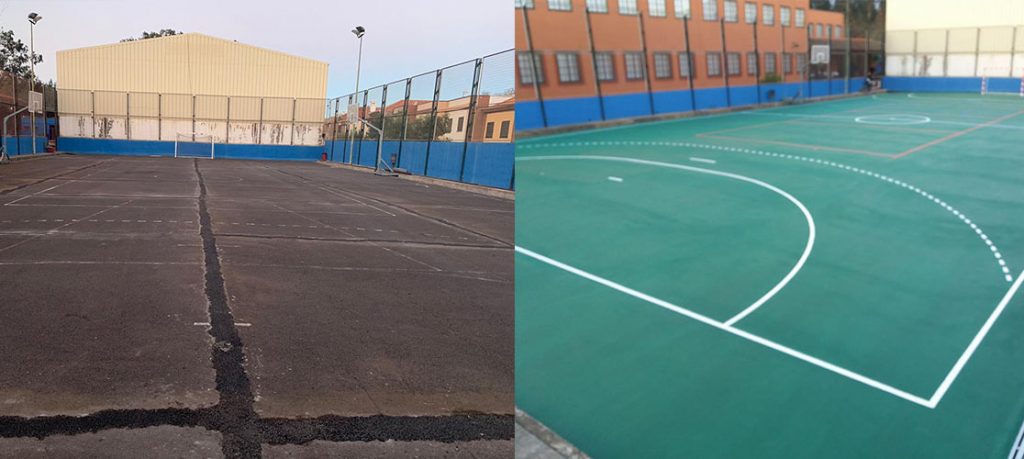 Restauración de una Cancha Deportiva con Techmo Slurry